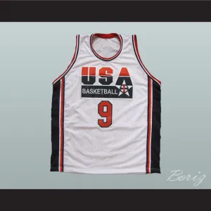 Michael Jordan 9 USA White Basketball Jersey