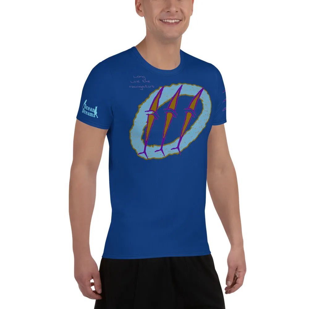 Micronesian Navigator Dolphins All-Over Print Men's Athletic T-shirt