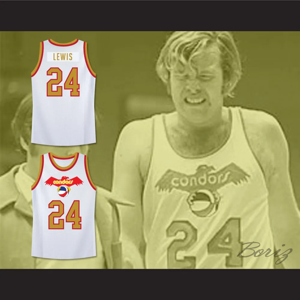 Mike Lewis 24 Pittsburgh Condors White Basketball Jersey