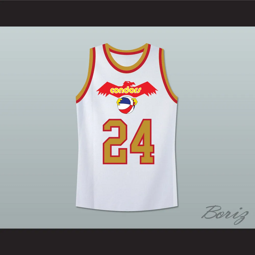 Mike Lewis 24 Pittsburgh Condors White Basketball Jersey