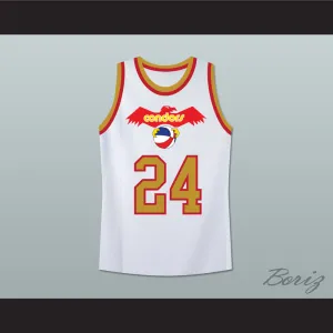 Mike Lewis 24 Pittsburgh Condors White Basketball Jersey