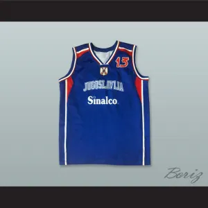 Milos Vujanic 13 Jugoslavija Blue Basketball Jersey