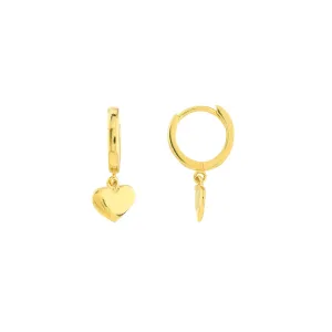 Mini Huggie Hoop Earrings with Heart Drop