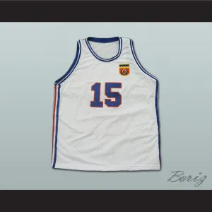 Mirza Delibasic 15 Yugoslavia White Basketball Jersey