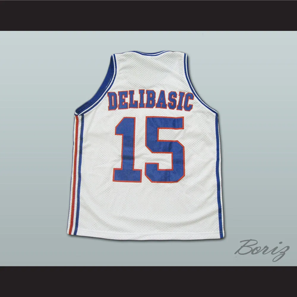 Mirza Delibasic 15 Yugoslavia White Basketball Jersey