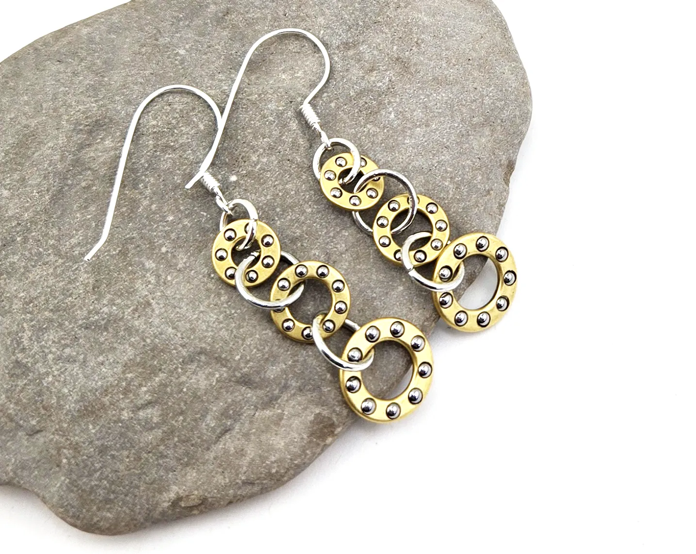 Mixed Metal Triple Dangle Ball Bearing Earrings