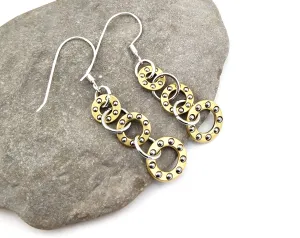 Mixed Metal Triple Dangle Ball Bearing Earrings