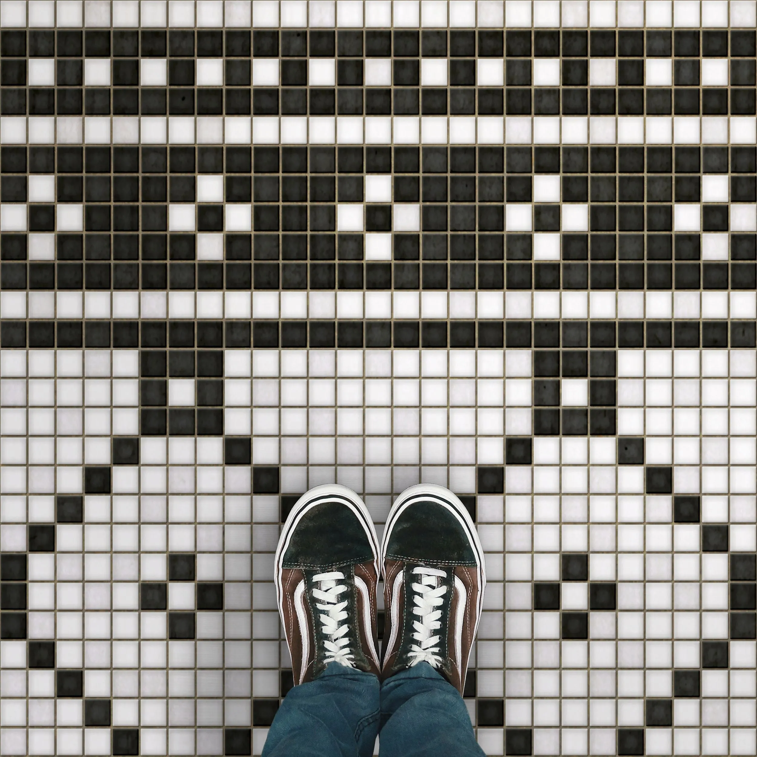 Mosaic A "Allerton Avenue" Vinyl Floorcloth - Spicher & Co.