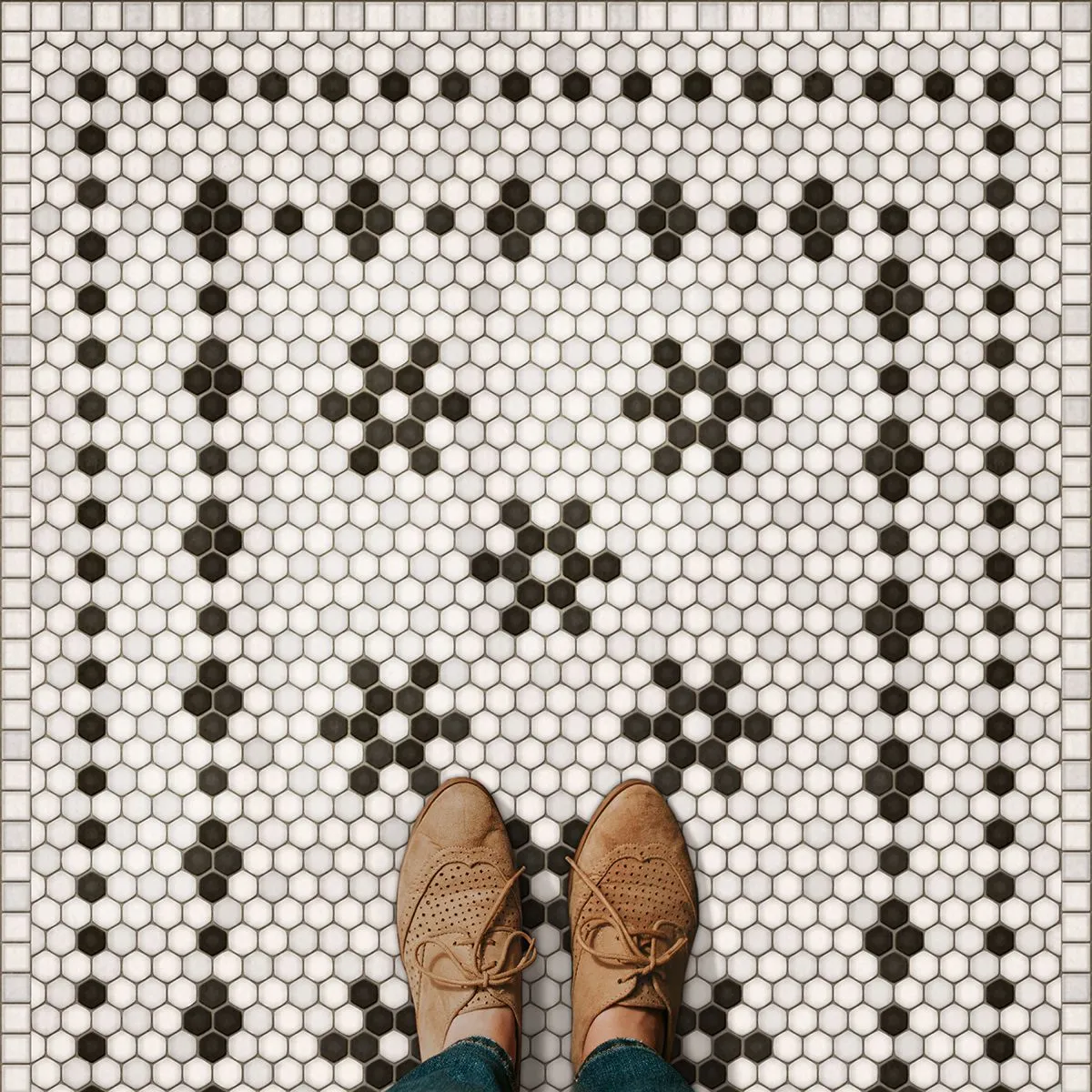 Mosaic B "Clemont Avenue" Vinyl Floorcloth - Spicher & Co.