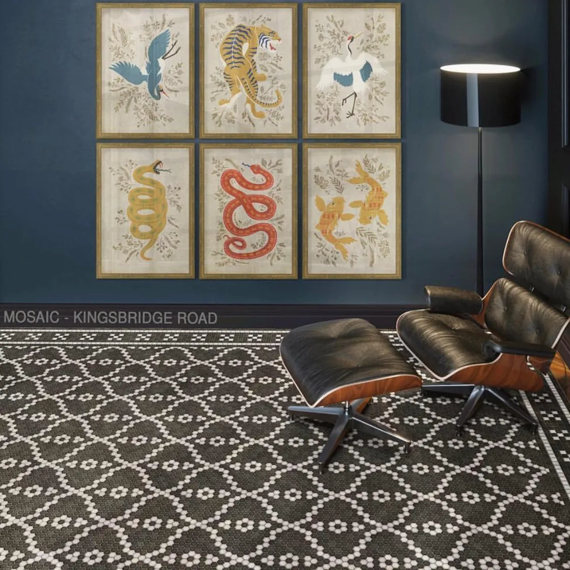 Mosaic F "Kingsbridge Road" Vinyl Floorcloth - Spicher & Co.
