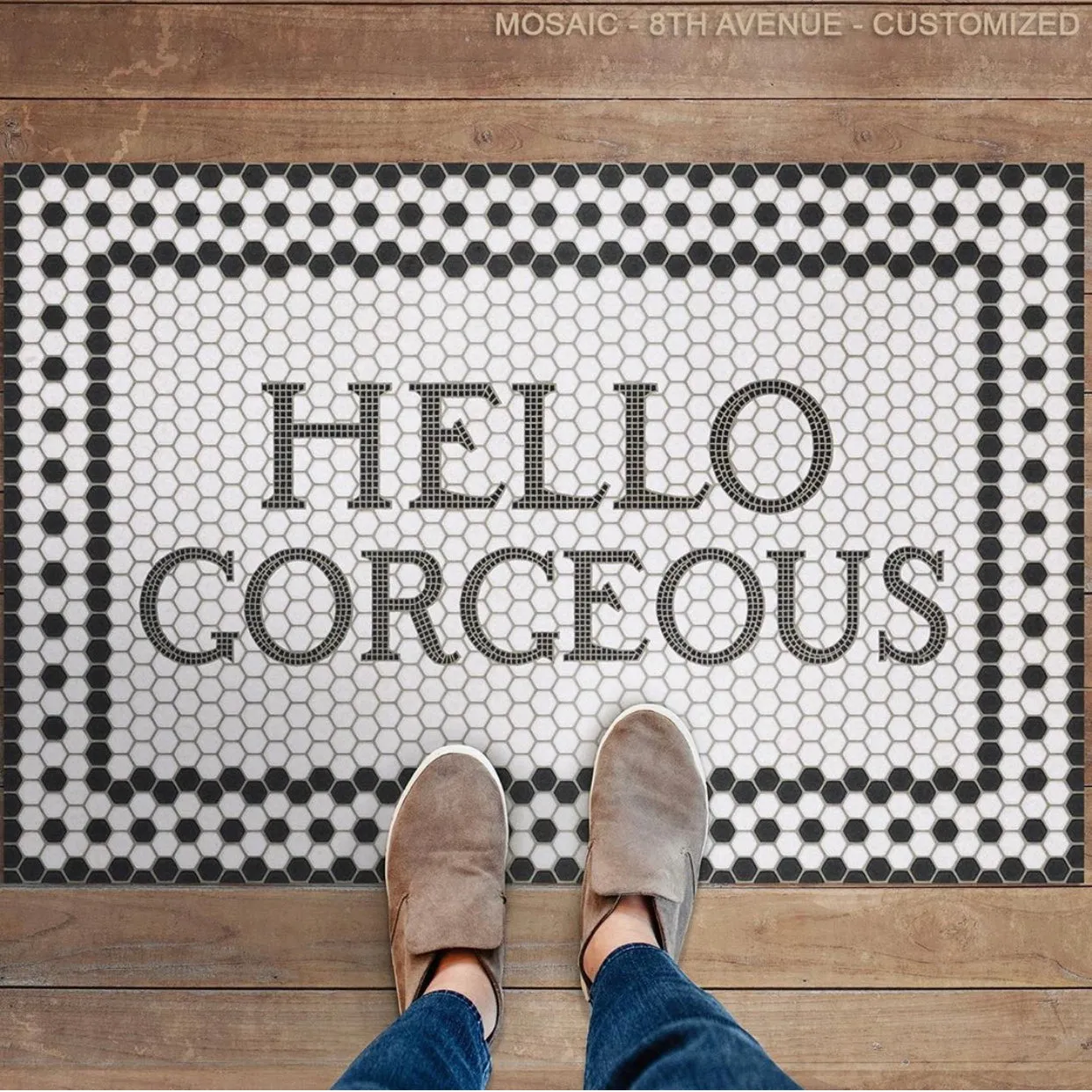 Mosaic "8th Avenue" Customized Vinyl Welcome Mat - Spicher & Co.