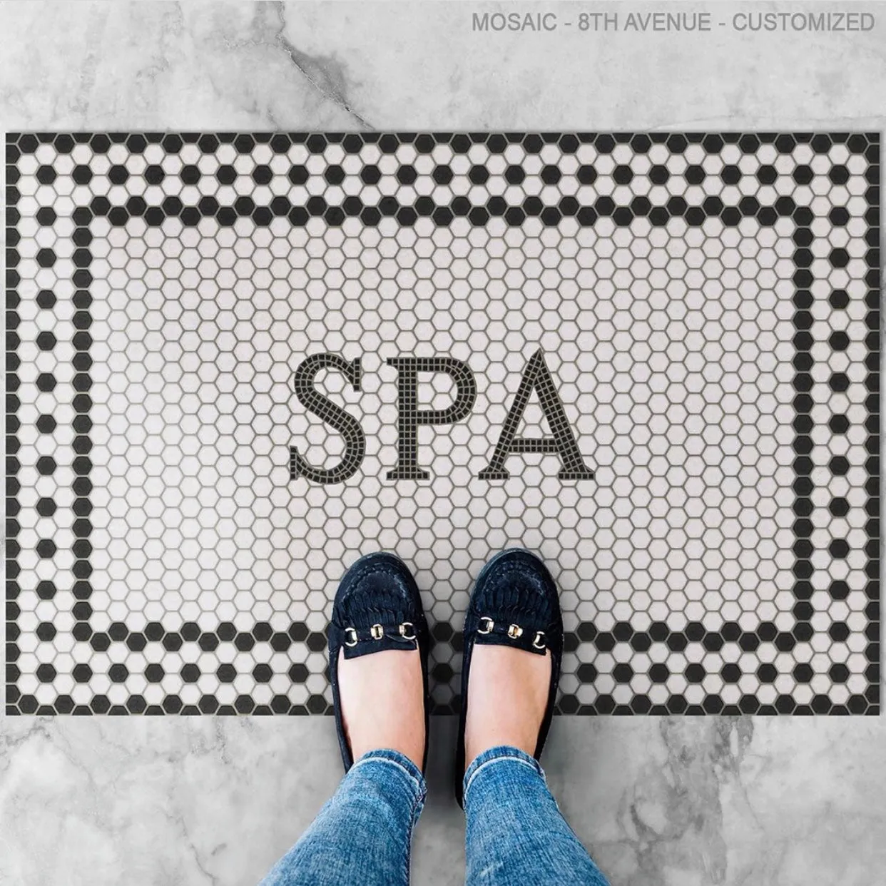 Mosaic "8th Avenue" Customized Vinyl Welcome Mat - Spicher & Co.