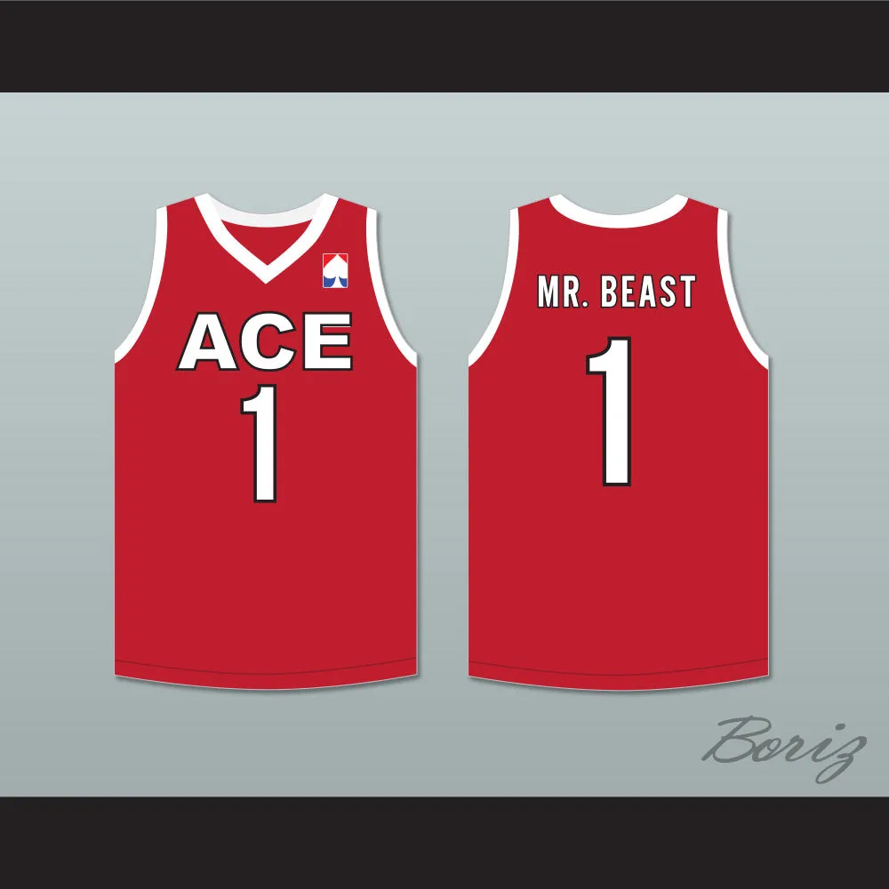 Mr. Beast 1 ACE Family Charity Red Basketball Jersey