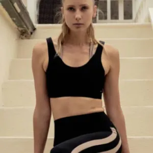 n: Philanthropy Tillie Sports Bra in Black Cat &amp; Camel