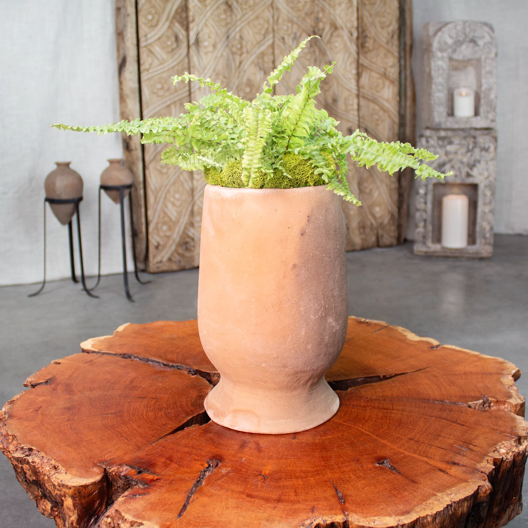 Native Face Pot, Vintage Terracotta Planter