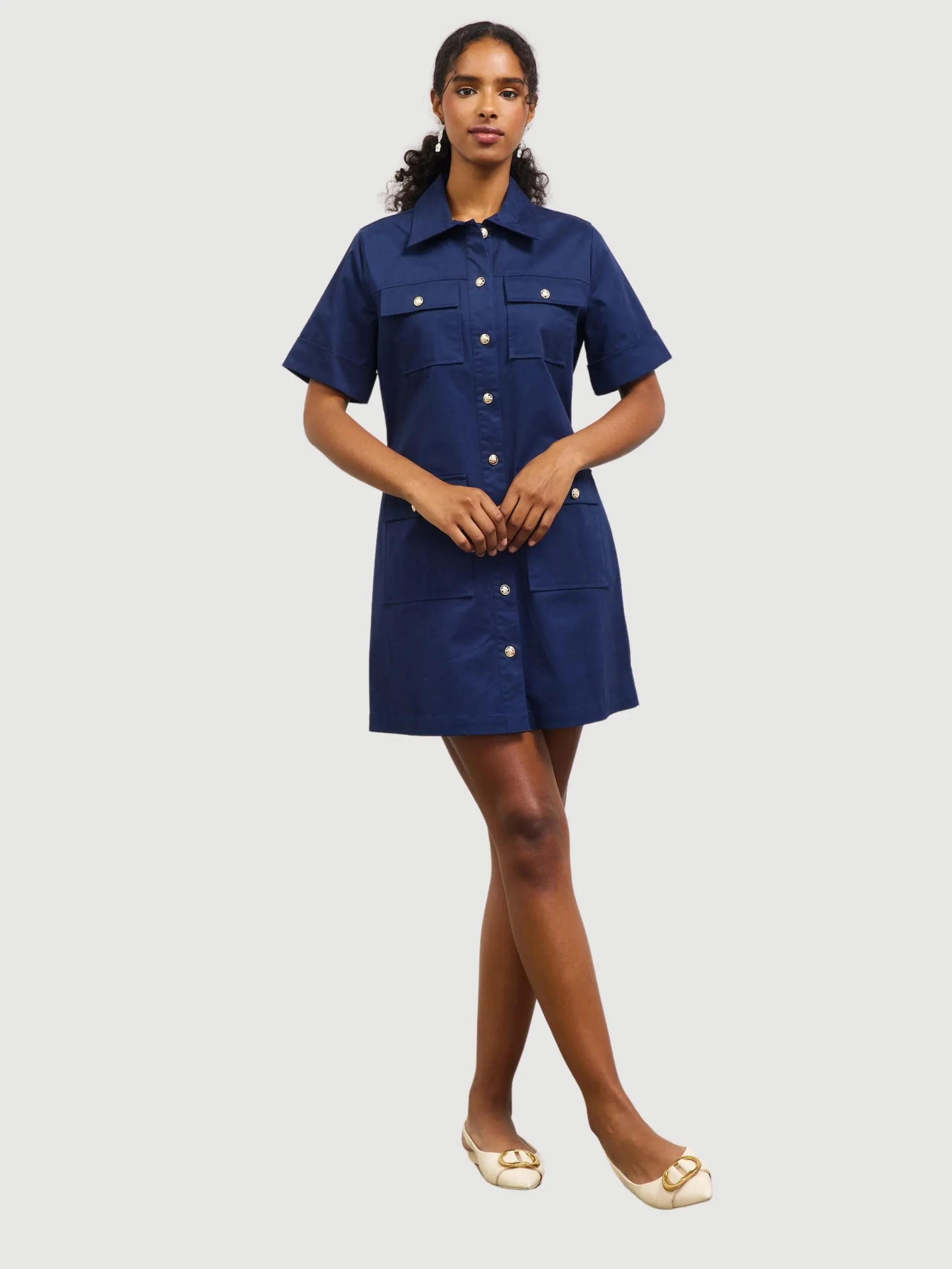Nautical Chino Button Dress