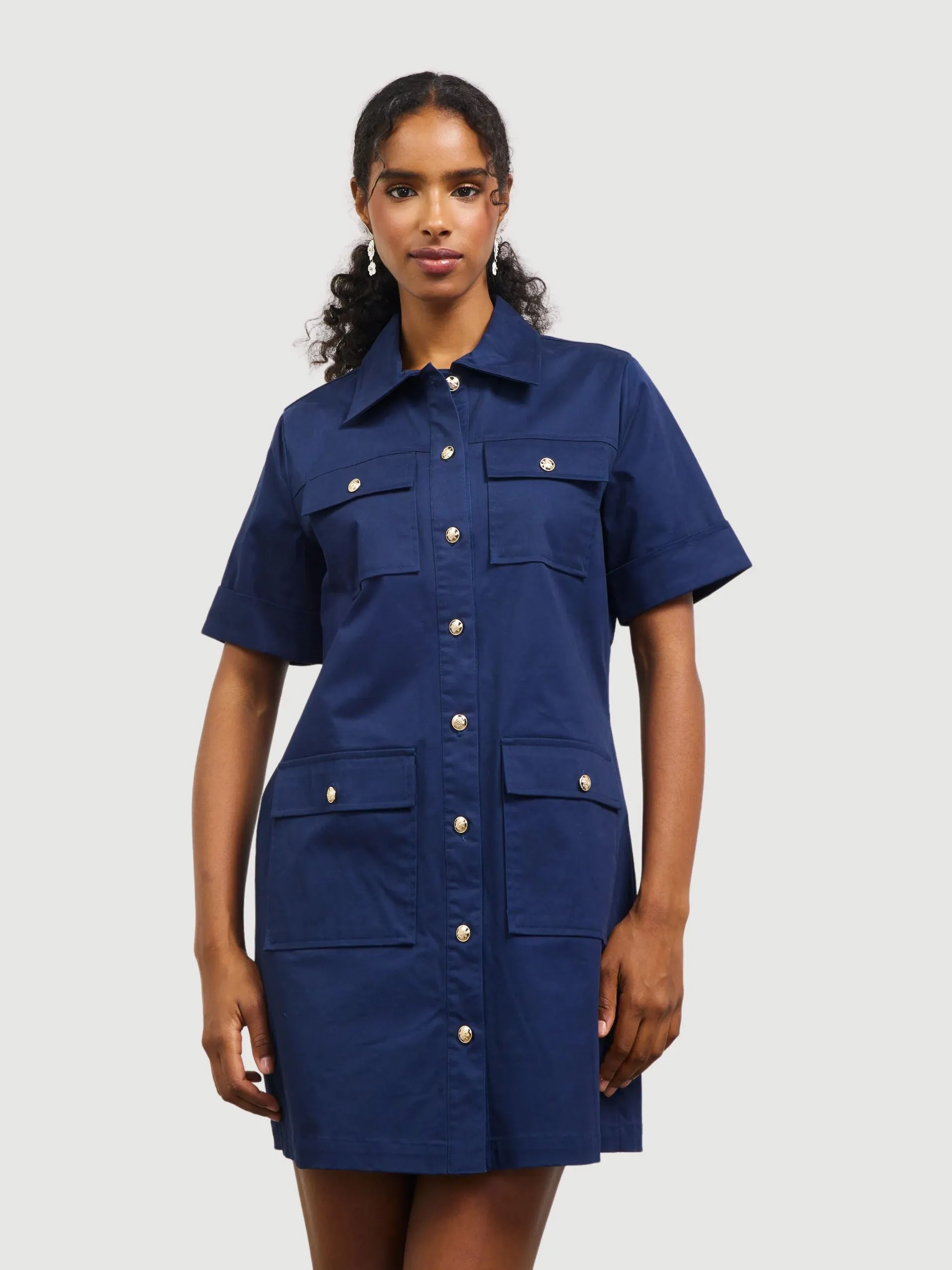 Nautical Chino Button Dress