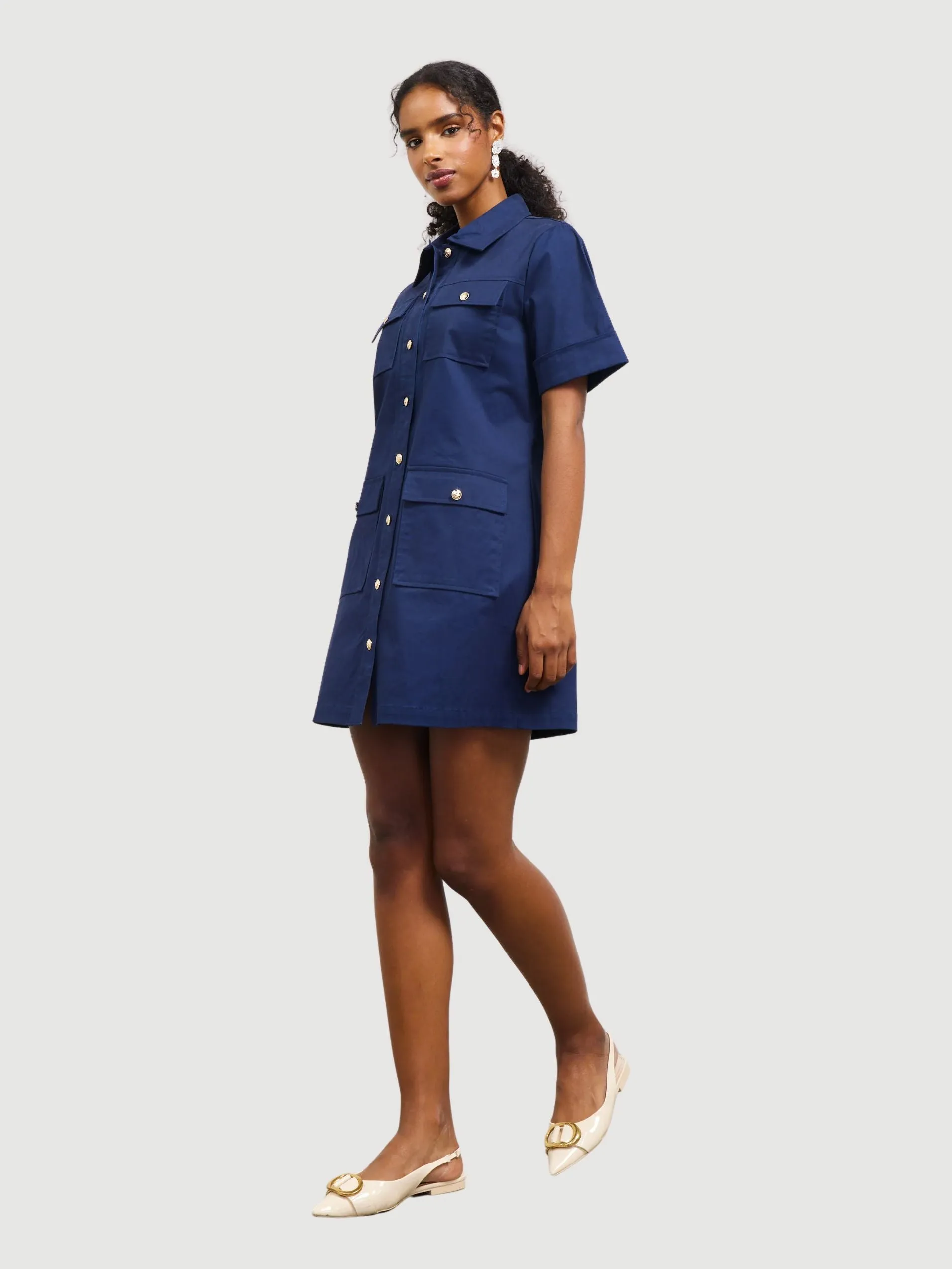 Nautical Chino Button Dress