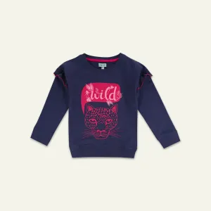 Navy Wild Slogan Sweatshirt
