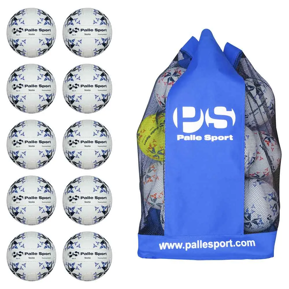 Netball - Vesta Training Netball - 10 Ball Bundle - Size: 5 & 4 - Colour: Blue/Blue