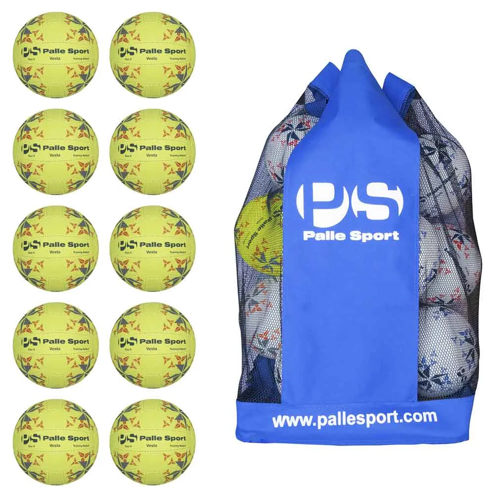 Netball - Vesta Training Netball - 10 Ball Bundle - Size: 5 & 4 - Colour: Fluoro