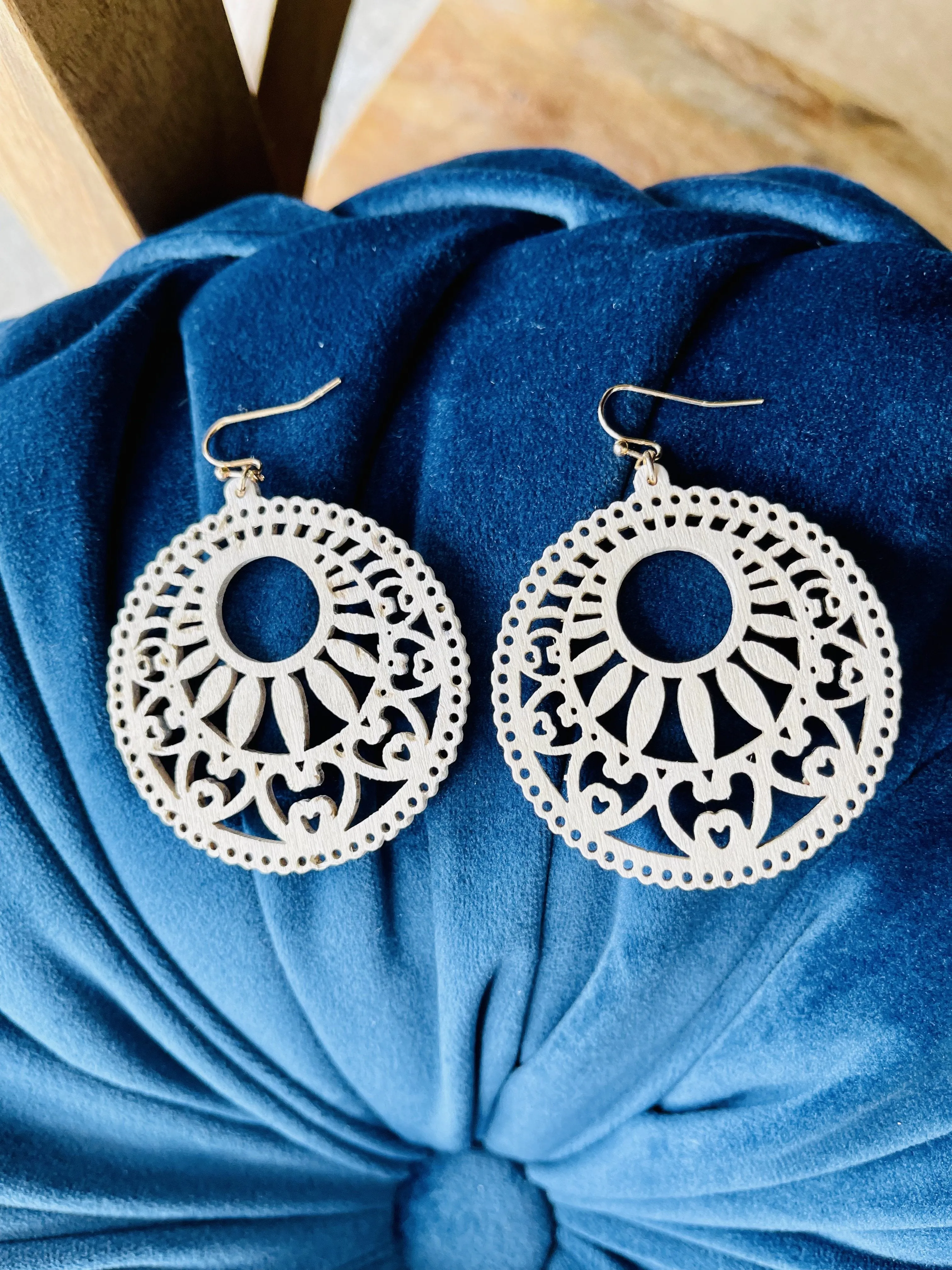 Never Without You Wooden Earrings