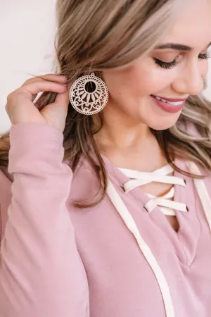 Never Without You Wooden Earrings