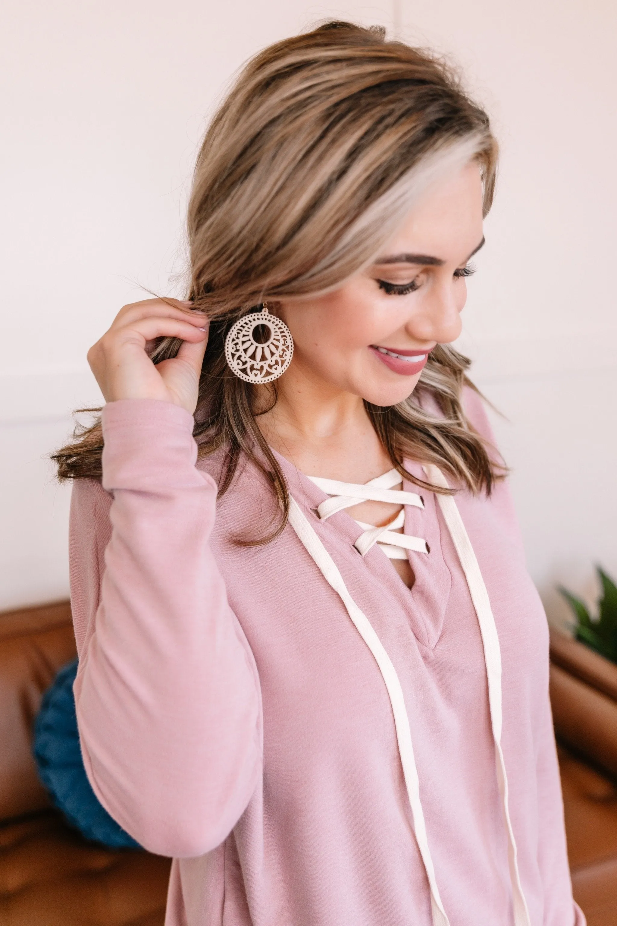 Never Without You Wooden Earrings