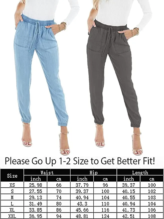New Famulily Women's Linen Cotton Casual Lightweight Drawstring Pants with Pockets, Grey, Sz M!
