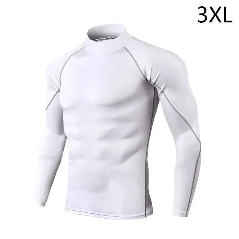 New Fashion Men Autumn Turtle Neck Long Sleeve Sports Gym T-shirt Thermal Underwear To Comfortable to wear Suitable for Running