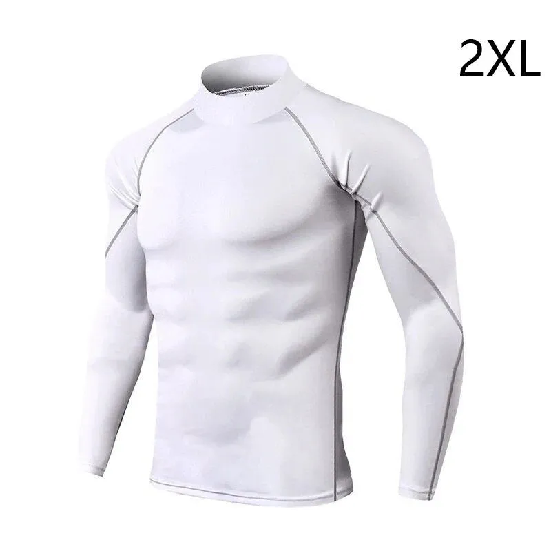 New Fashion Men Autumn Turtle Neck Long Sleeve Sports Gym T-shirt Thermal Underwear To Comfortable to wear Suitable for Running