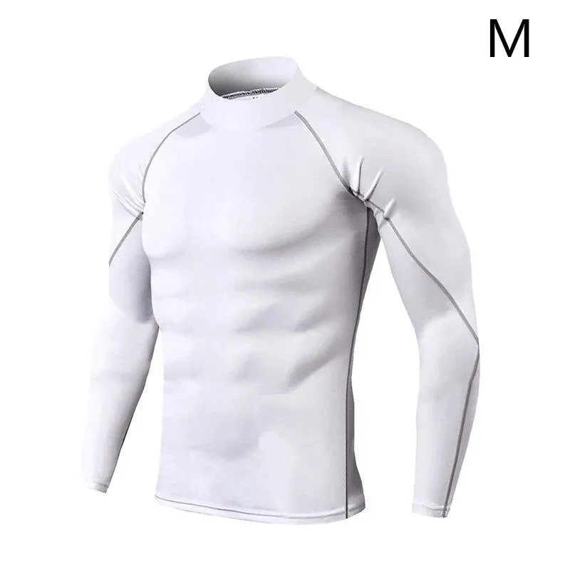 New Fashion Men Autumn Turtle Neck Long Sleeve Sports Gym T-shirt Thermal Underwear To Comfortable to wear Suitable for Running