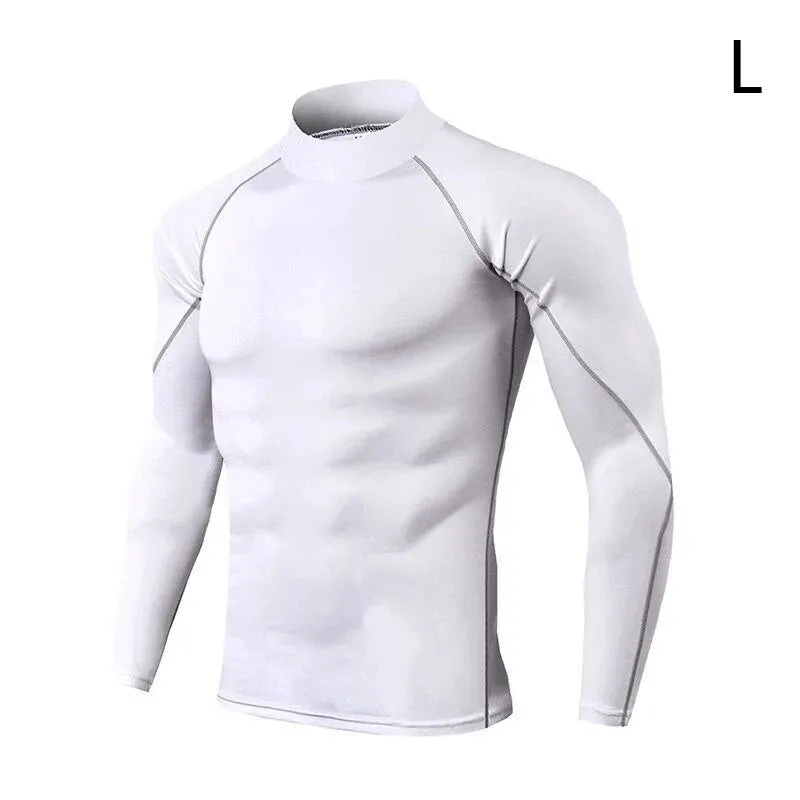 New Fashion Men Autumn Turtle Neck Long Sleeve Sports Gym T-shirt Thermal Underwear To Comfortable to wear Suitable for Running