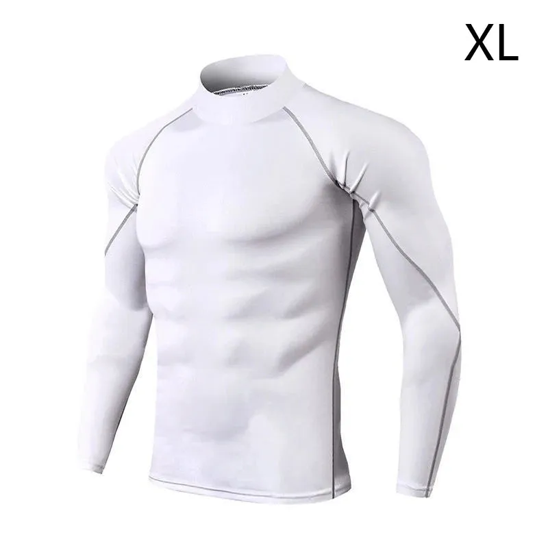 New Fashion Men Autumn Turtle Neck Long Sleeve Sports Gym T-shirt Thermal Underwear To Comfortable to wear Suitable for Running