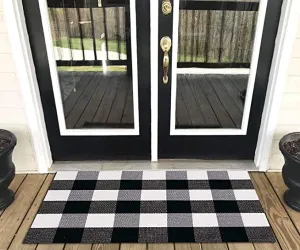 New Levinis Buffalo Check Rug - Cotton Washable Porch Rugs Durable and Washable Outdoor Rugs Door Mat Hand-Woven Buffalo Plaid Rug for Outdoor/Kitchen/Bathroom/Entry Way/Bedroom, 2' x 3'