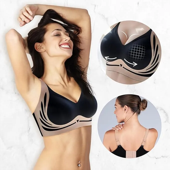 NEW Retails $45 TAIMEI Blue Super Gather Bra Wireless Push-Up Bra Comfortable Gather Bra Lift Bra Women Lingerie Everyday Sports Bras Sz L