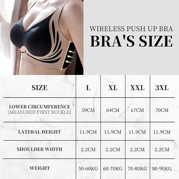 NEW Retails $45 TAIMEI Blue Super Gather Bra Wireless Push-Up Bra Comfortable Gather Bra Lift Bra Women Lingerie Everyday Sports Bras Sz L