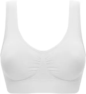 New Seamless Comfortable Sports Bra, Workout Wire free All Day Comfort Bra, White Sz XL