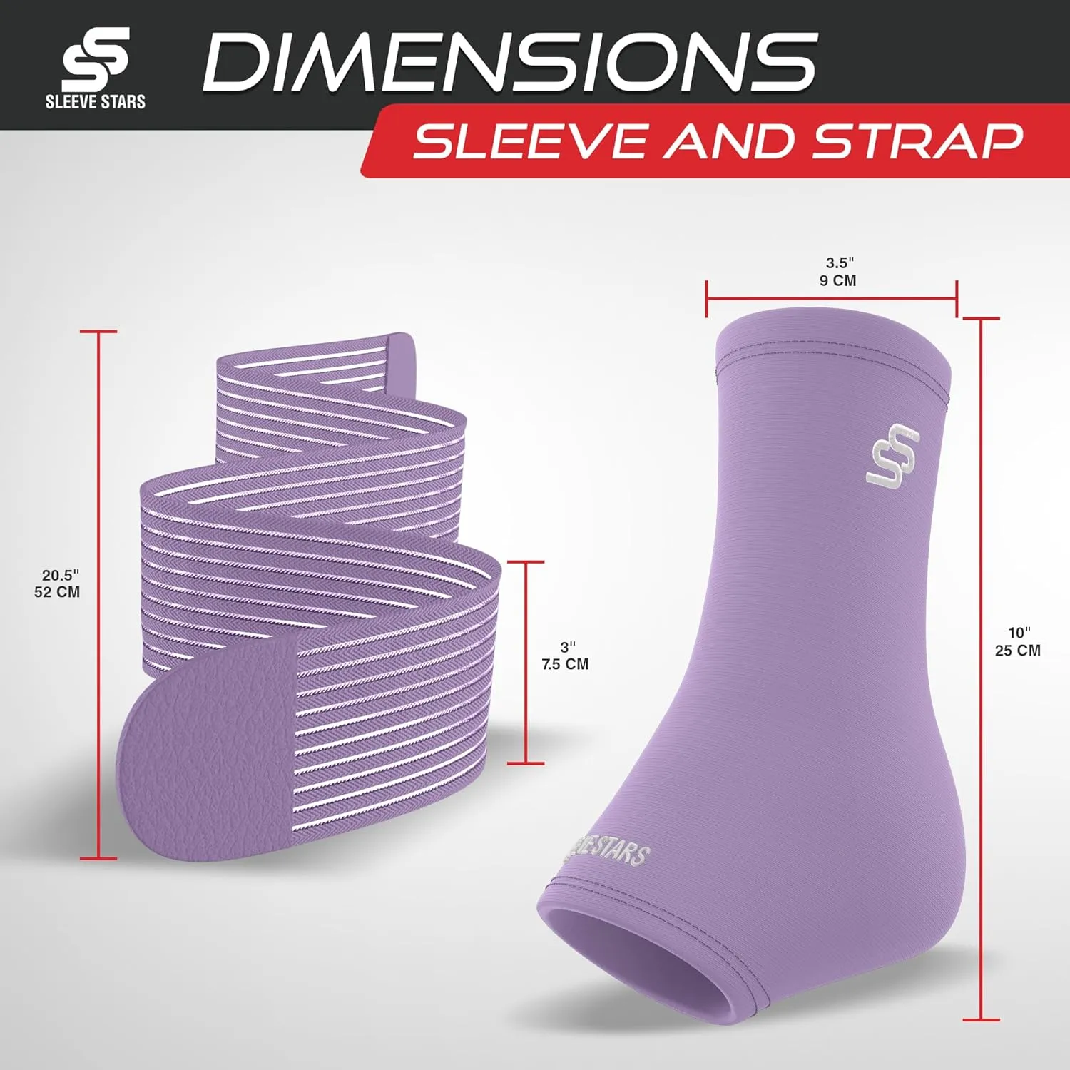 NEW Sleeve Stars Ankle Brace for Sprained Ankle, Plantar Fasciitis Relief Achilles Tendonitis Brace, Ankle Support for Women & Men with Strap, Heel Protector Wrap for Pain & Compression (Single/Light Purple)