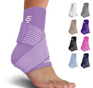 NEW Sleeve Stars Ankle Brace for Sprained Ankle, Plantar Fasciitis Relief Achilles Tendonitis Brace, Ankle Support for Women & Men with Strap, Heel Protector Wrap for Pain & Compression (Single/Light Purple)