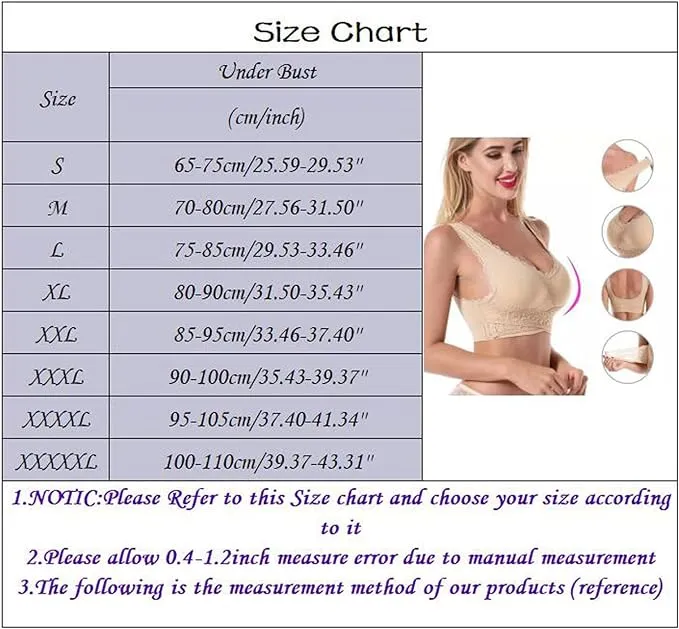 New Women Comfort Wireless Lace Lift Bra Classic Front Cross Side Buckle Yoga Sports Lace Bra, Beige, Sz XL