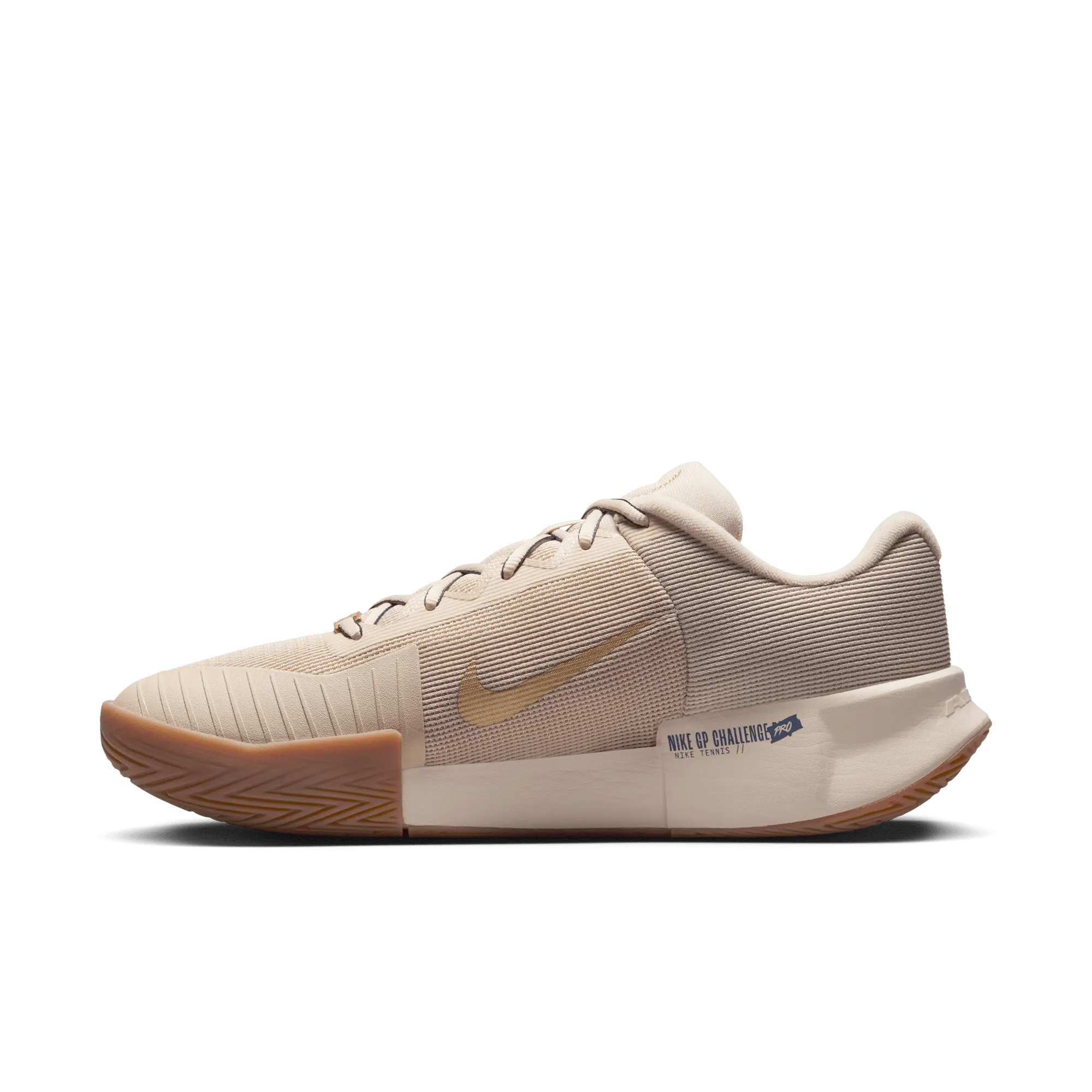 Nike Men's GP Challenge Pro Premium Tennis Shoes in Sanddrift/Thunder Blue-Metallic Gold