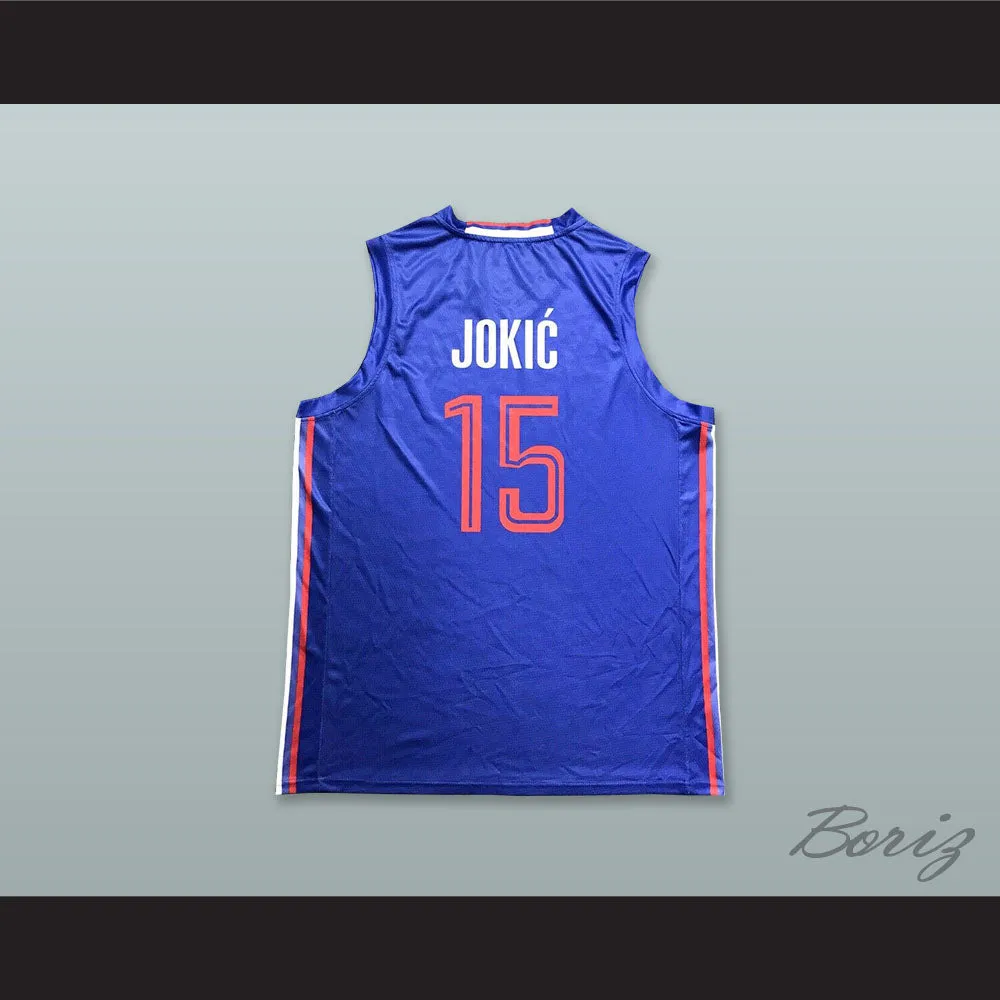 Nikola Jokic 15 Serbia Blue Basketball Jersey
