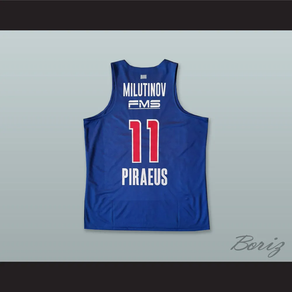 Nikola Milutinov 11 Olympiacos Piraeus Greece Blue Basketball Jersey