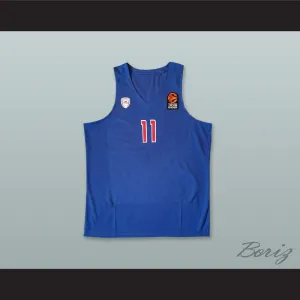 Nikola Milutinov 11 Olympiacos Piraeus Greece Blue Basketball Jersey