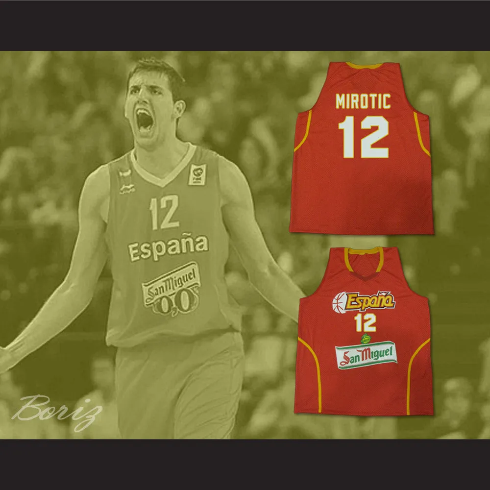 Nikola Mirotic 12 Espana Red Basketball Jersey