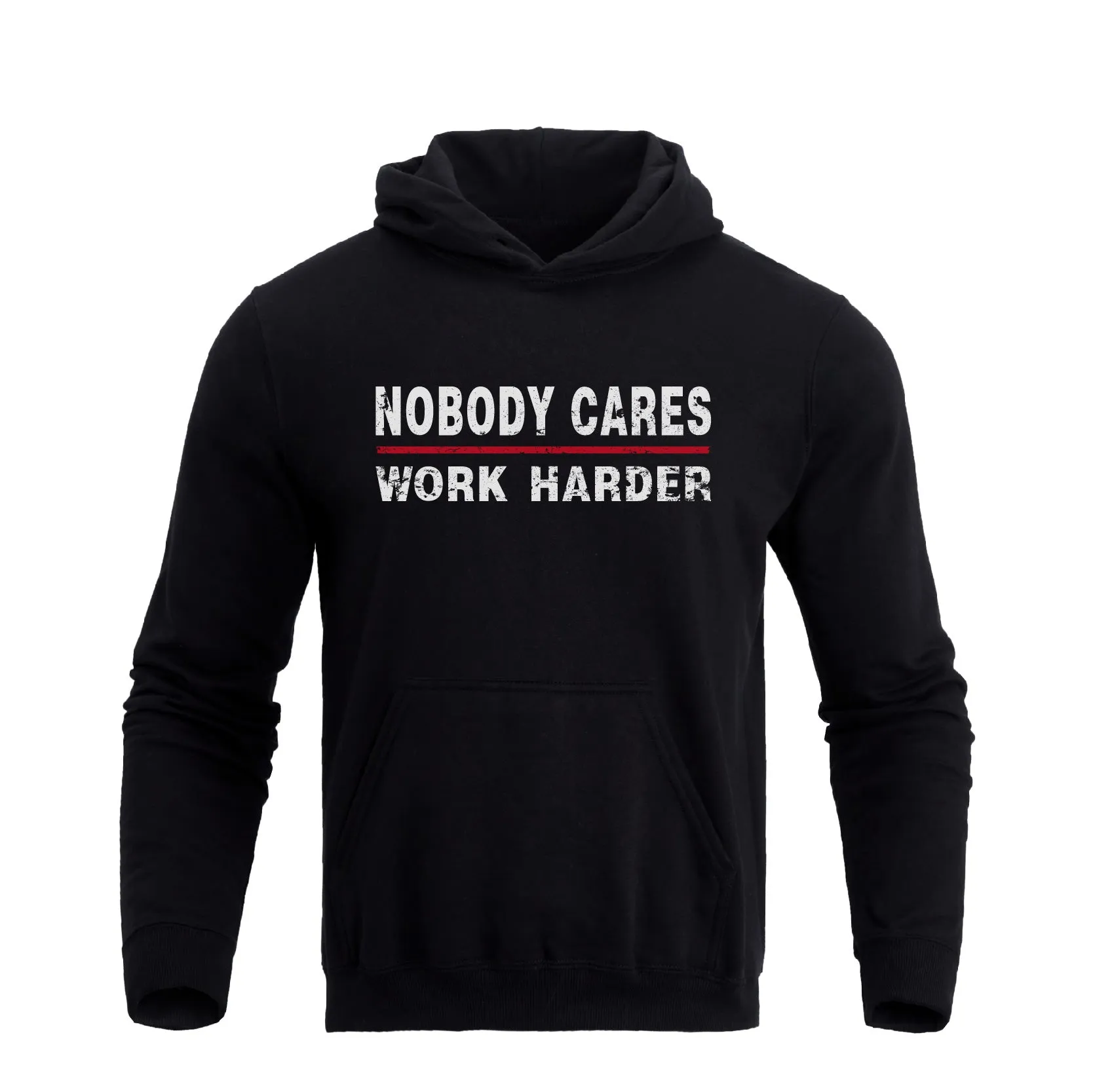 NOBODY CARES WORK HARDER GRAPHIC POCKET HOODIE