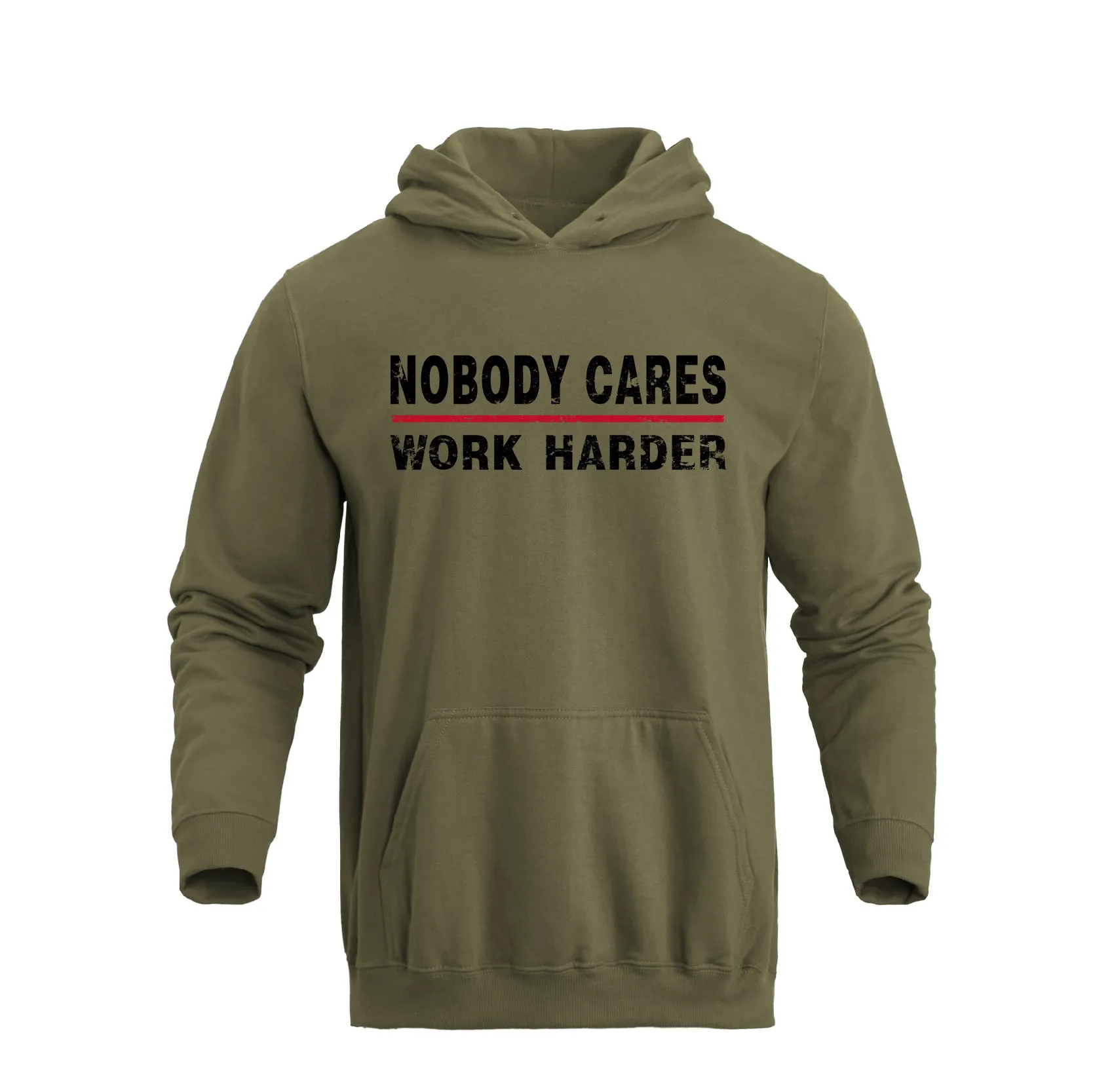 NOBODY CARES WORK HARDER GRAPHIC POCKET HOODIE