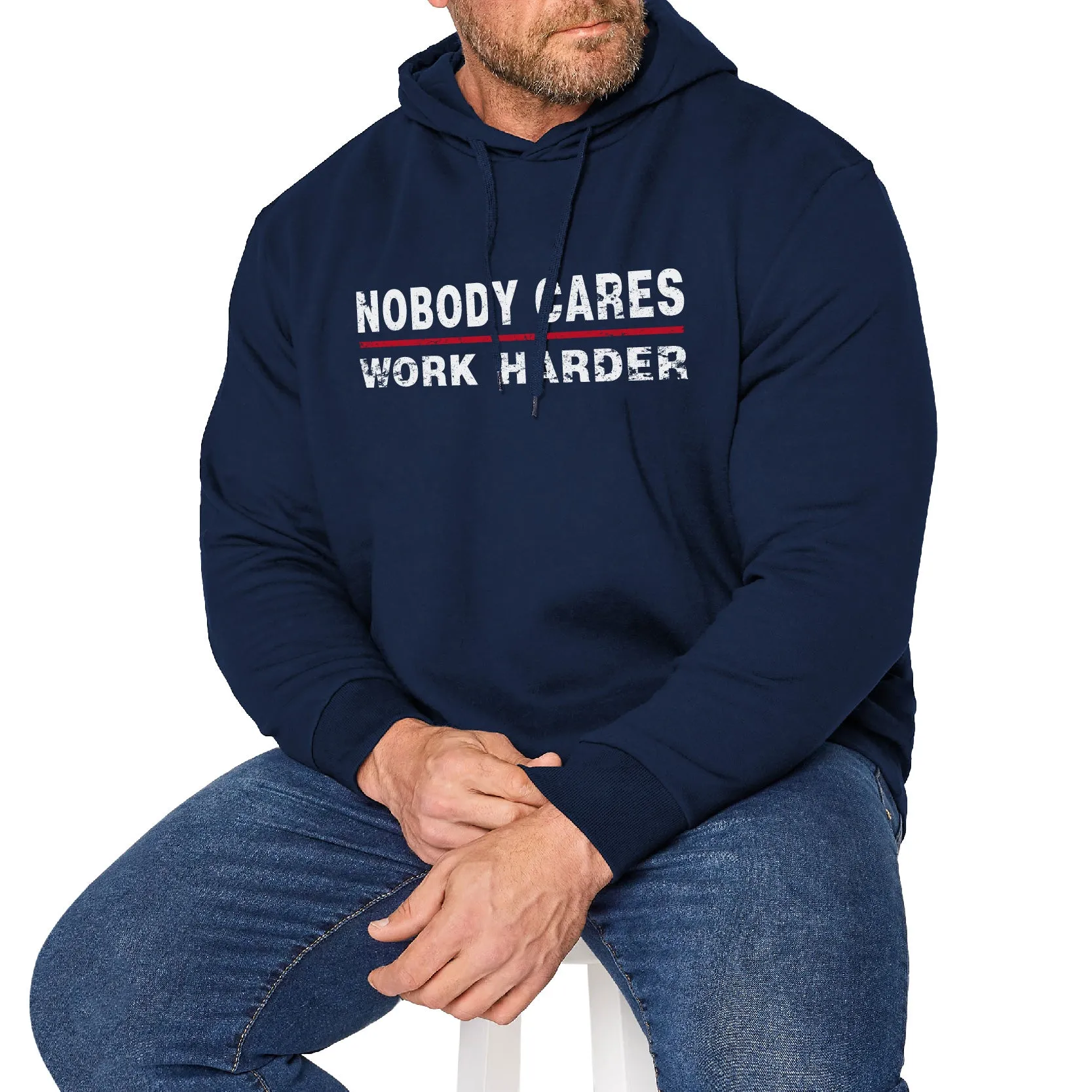 NOBODY CARES WORK HARDER GRAPHIC POCKET HOODIE