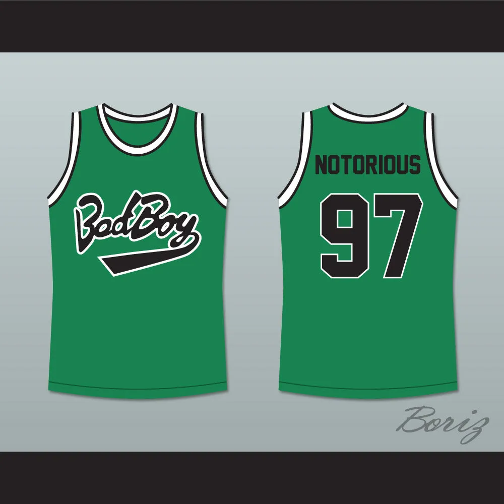 Notorious B.I.G. 97 Bad Boy Green Basketball Jersey